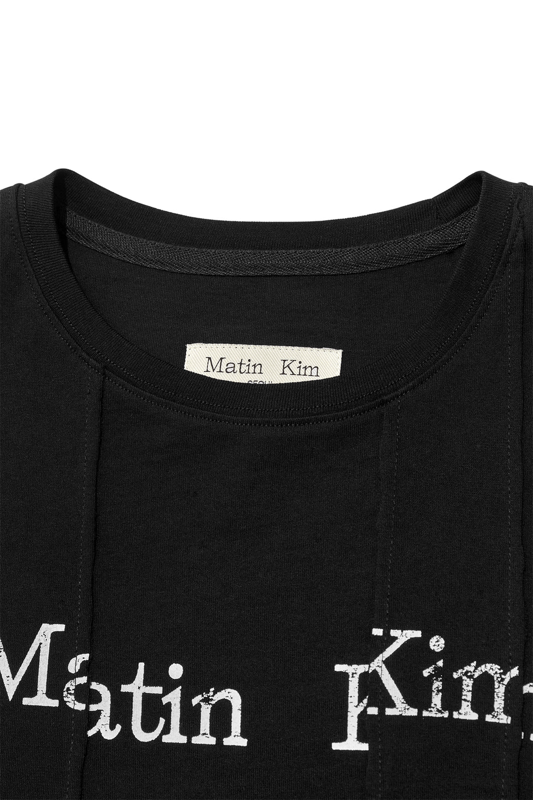 Matin Kim Unbalance Logo Crop Top — Black