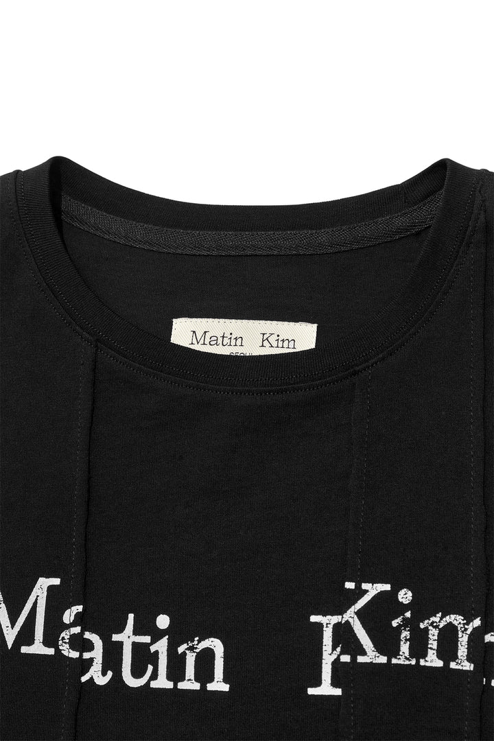 Matin Kim Unbalance Logo Crop Top — Black