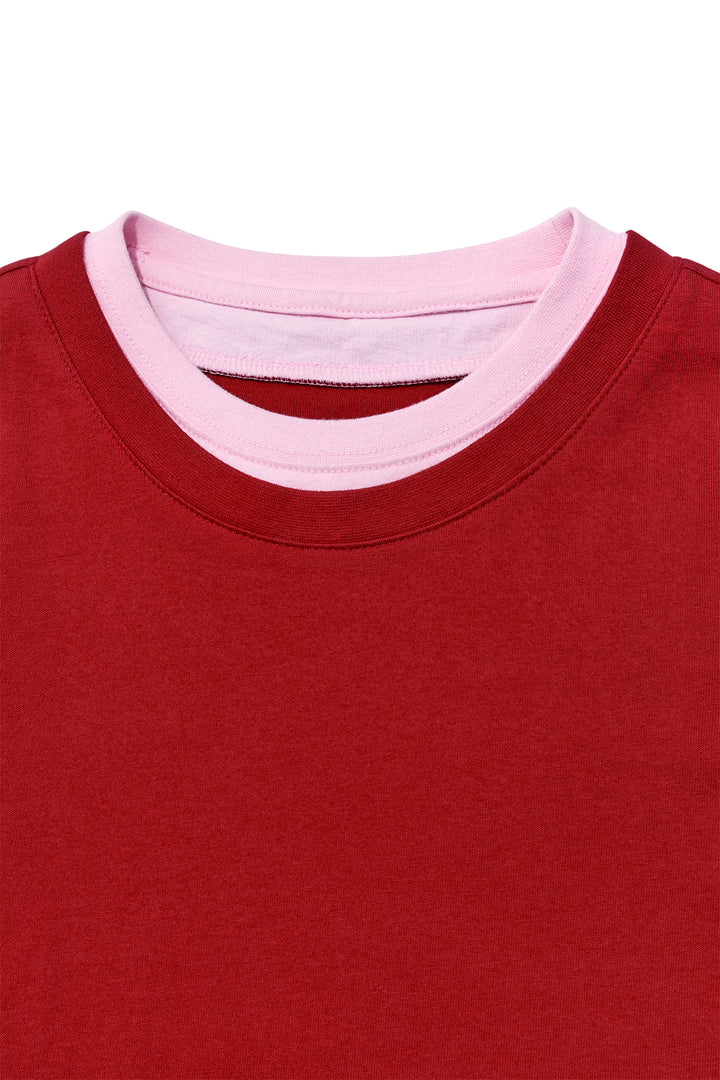 Matin Kim Color Point Layered Top — Red