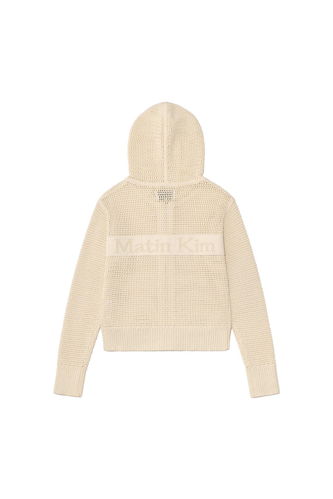 Matin Kim Two Tone Mesh Knit Hoody — Ivory