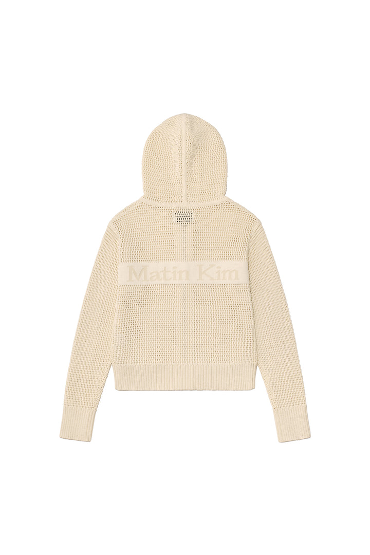 Matin Kim Two Tone Mesh Knit Hoody — Ivory