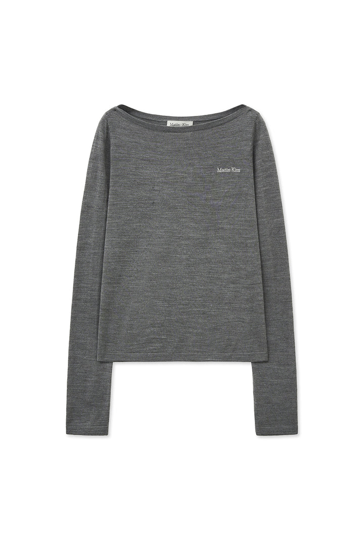 Matin Kim Essential Boat Neck Knit — Gray