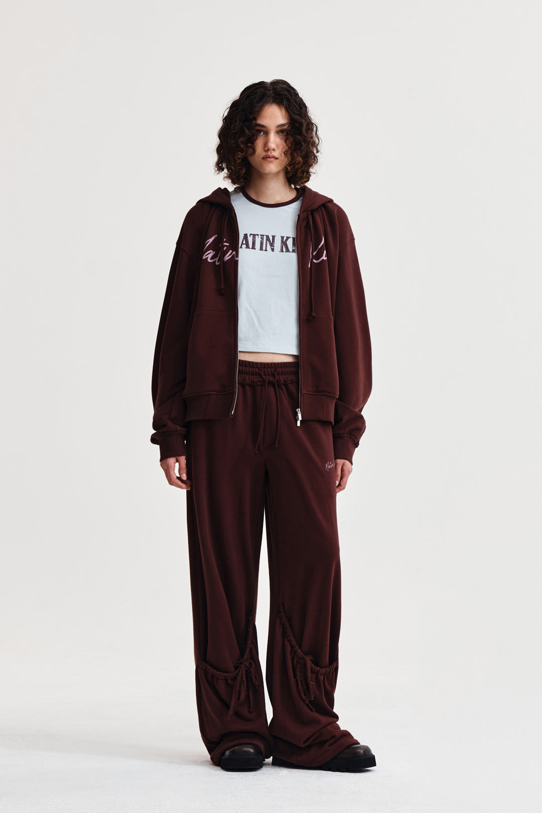 Matin Kim Drawstring Point Sweatpants — Burgundy