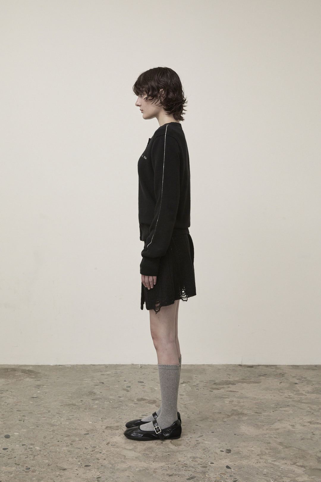 Matin Kim Cashmere Blended Round Knit Cardigan — Black
