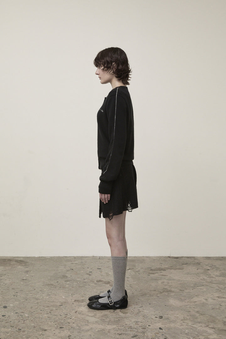 Matin Kim Cashmere Blended Round Knit Cardigan — Black