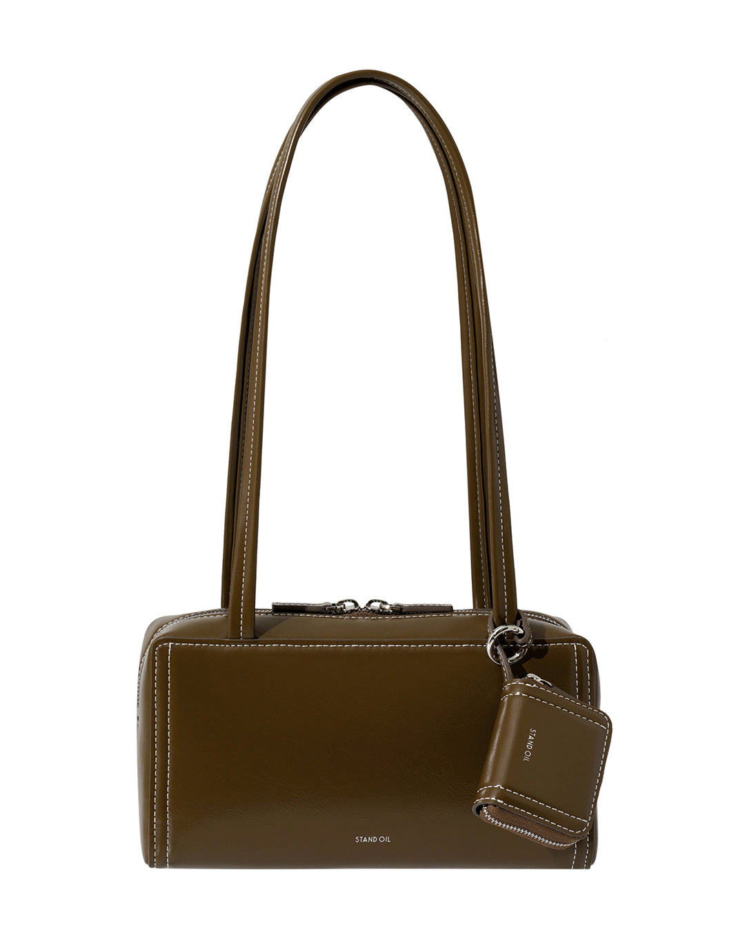 Stand Oil Post Bag — Square Box Shoulder Bag — Stitch Mocha