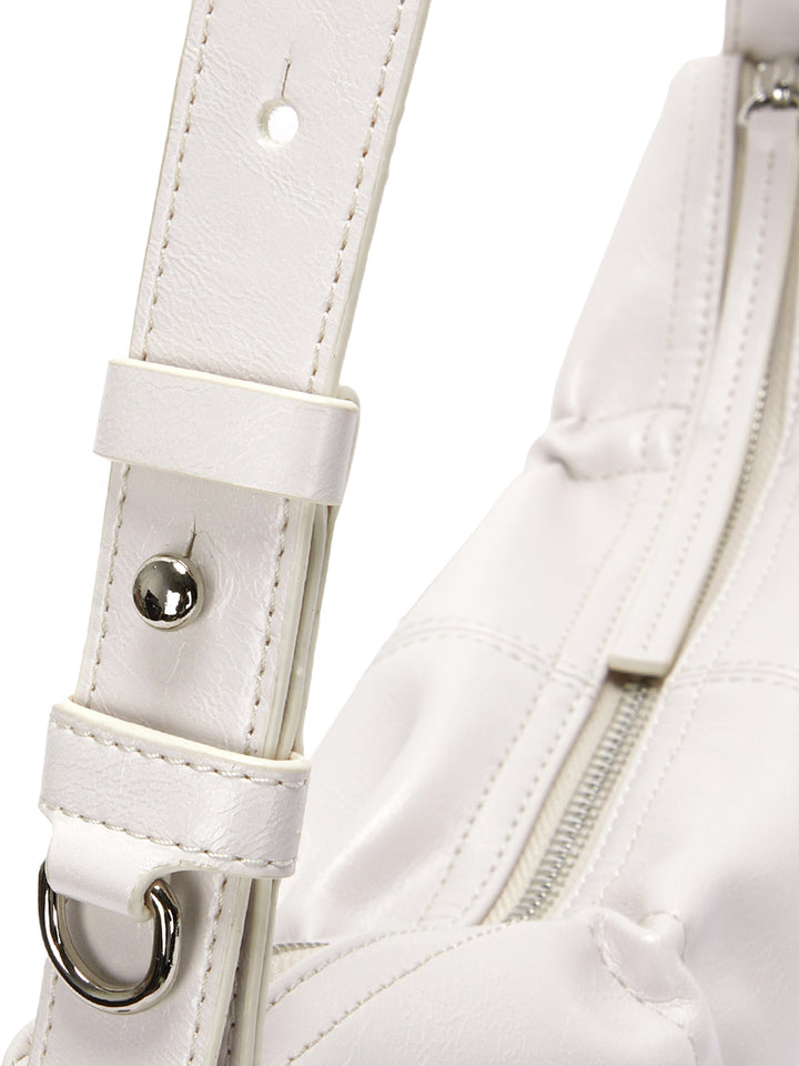 Matin Kim Half Shirring Ribbon Round Bag — Ivory