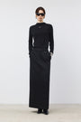 KIMMATIN Back Double Waist Maxi Skirt — Black