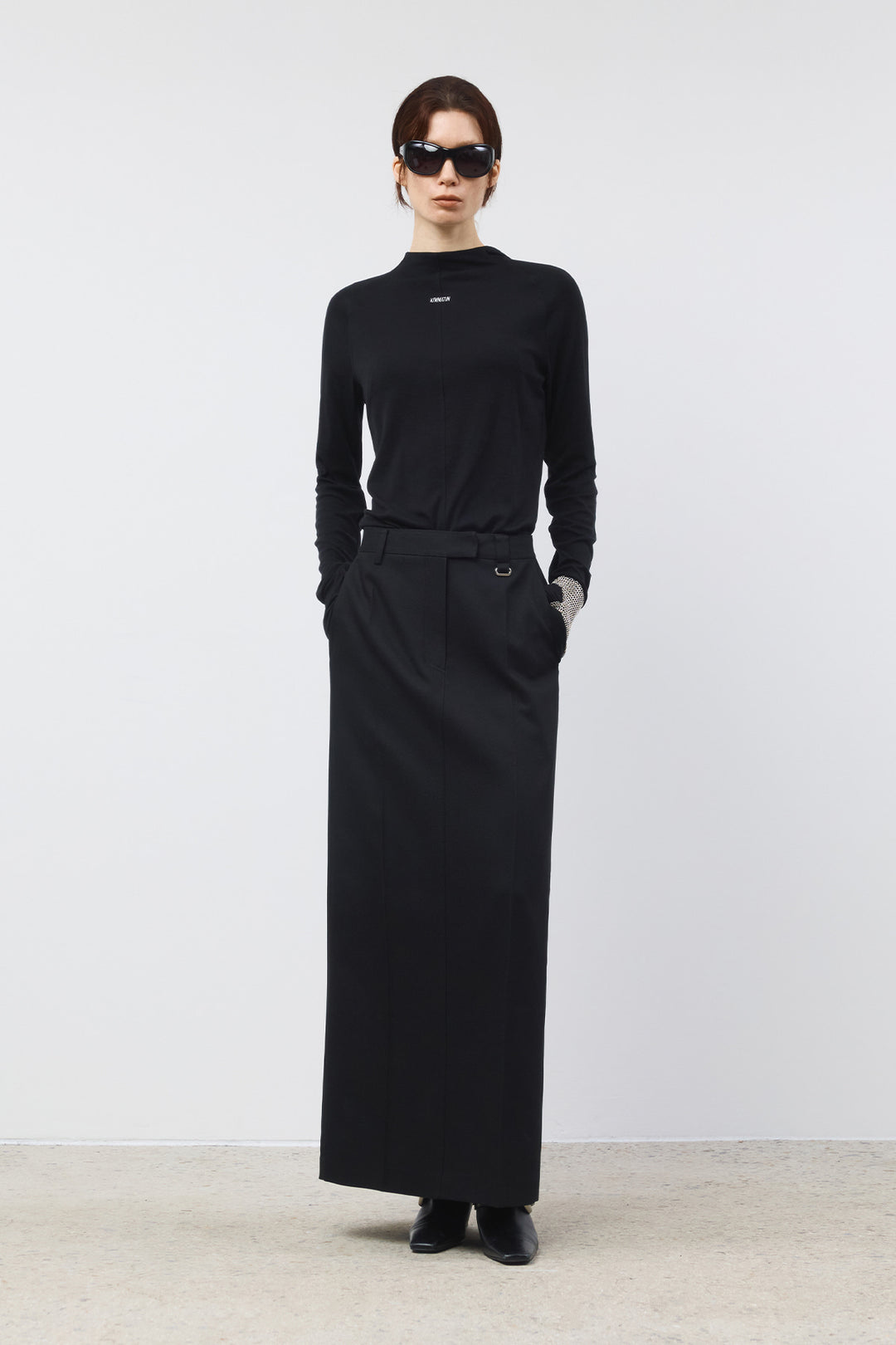 KIMMATIN Slim Hoody Jersey Top — Black