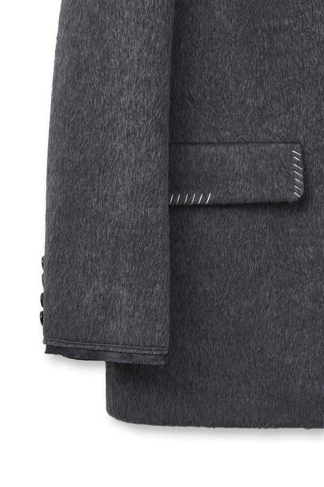 Matin Kim Hairy Overfit Stitch Single Jacket — Gray