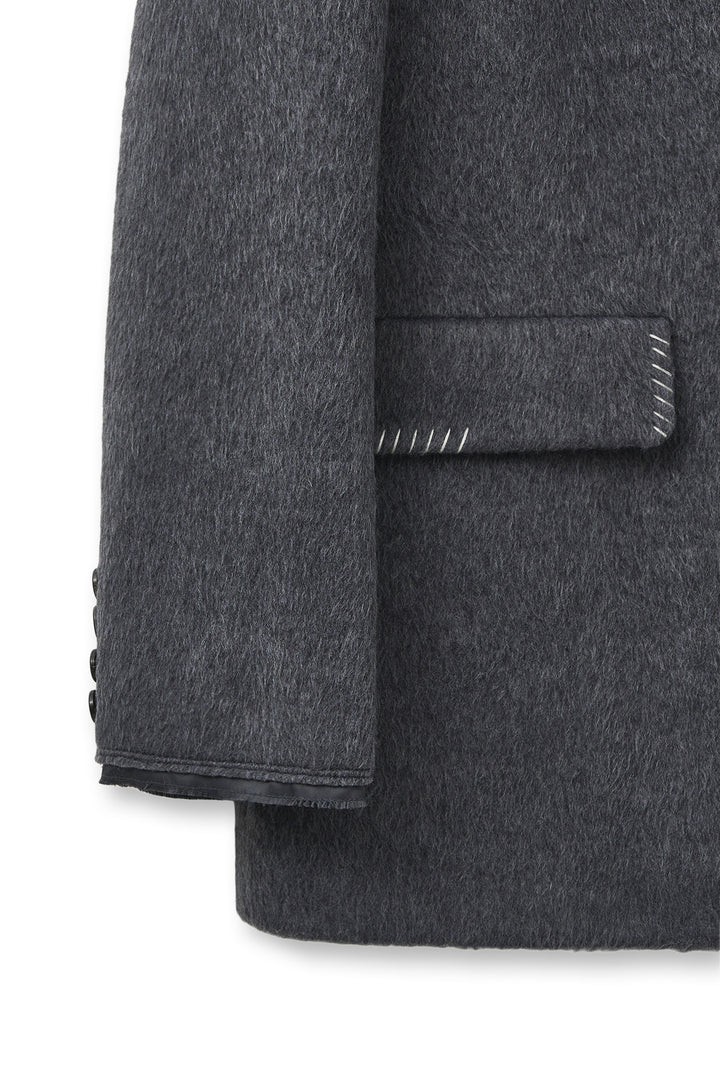 Matin Kim Hairy Overfit Stitch Single Jacket — Gray