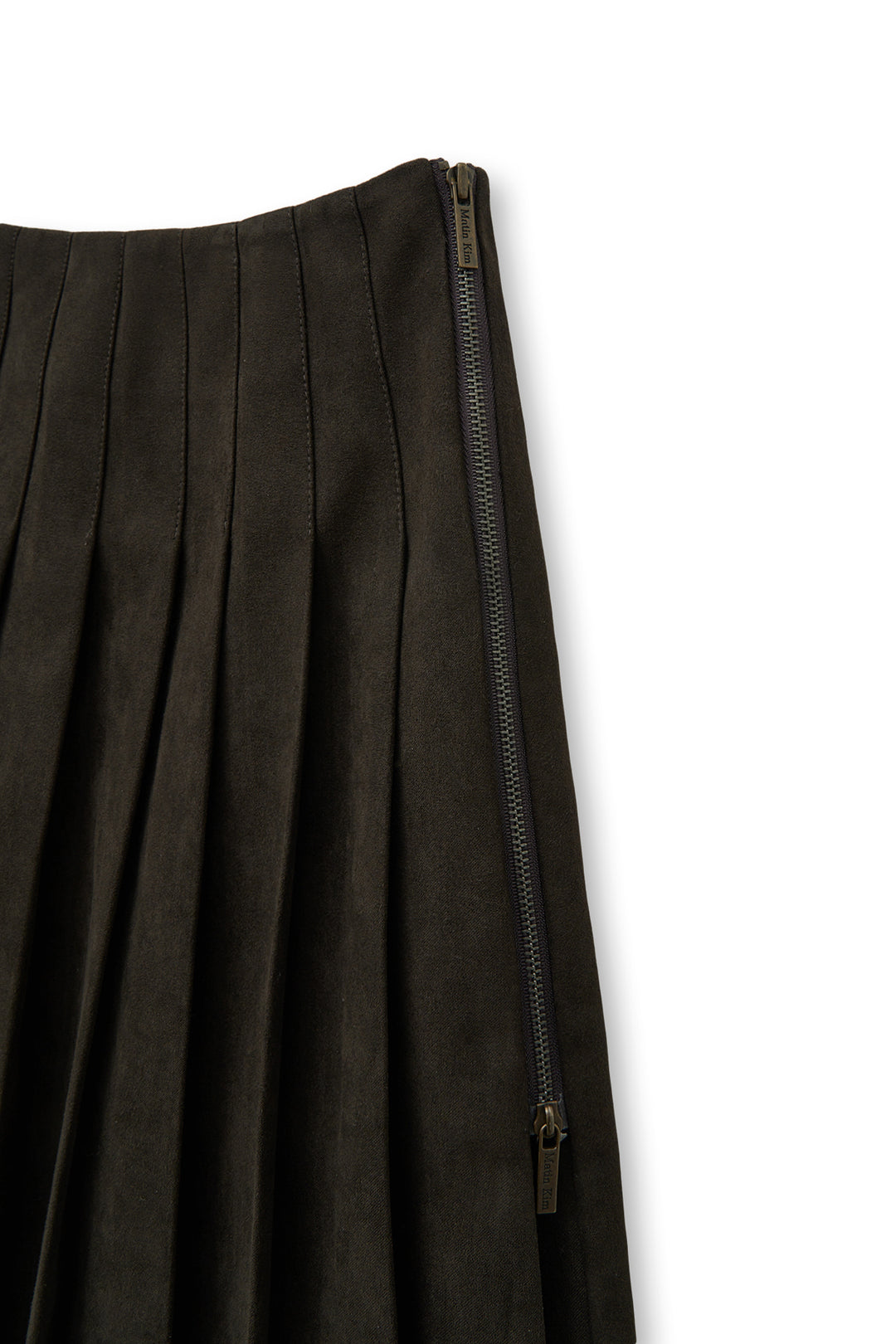 Matin Kim Side Zipper Pleats Midi Skirt — Brown