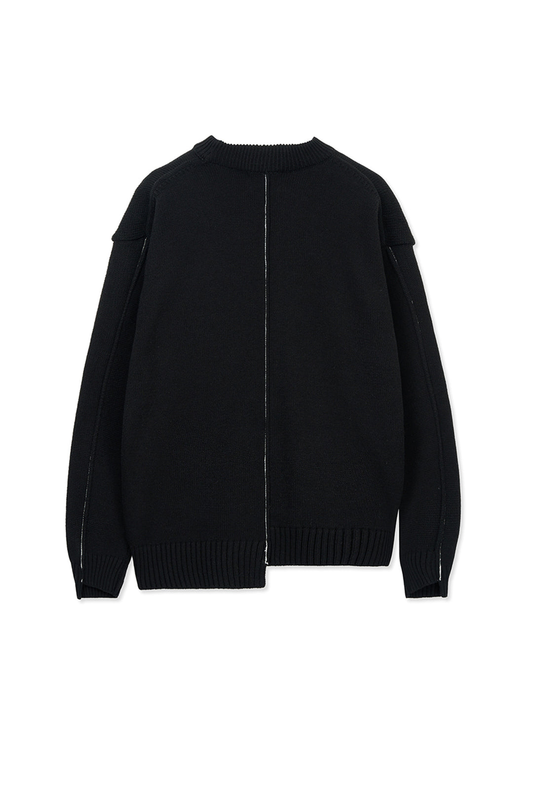 Matin Kim Asymmetric Logo Knit Pullover — Black