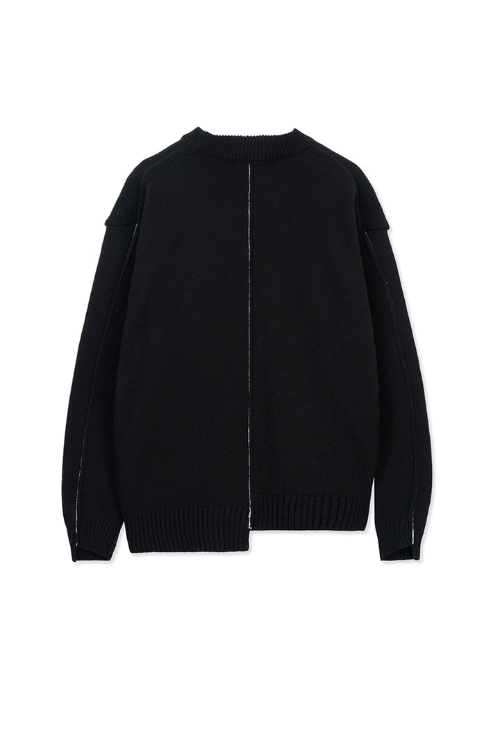 Matin Kim Asymmetric Logo Knit Pullover — Black