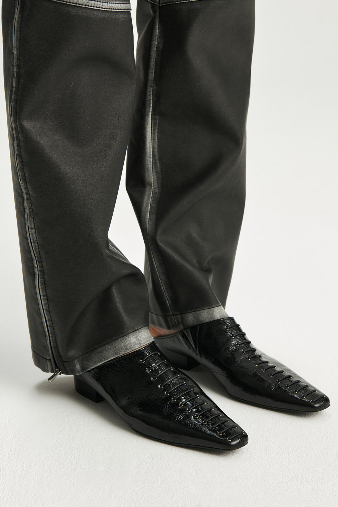 KIMMATIN Lace-Up Mule Loafers — Black