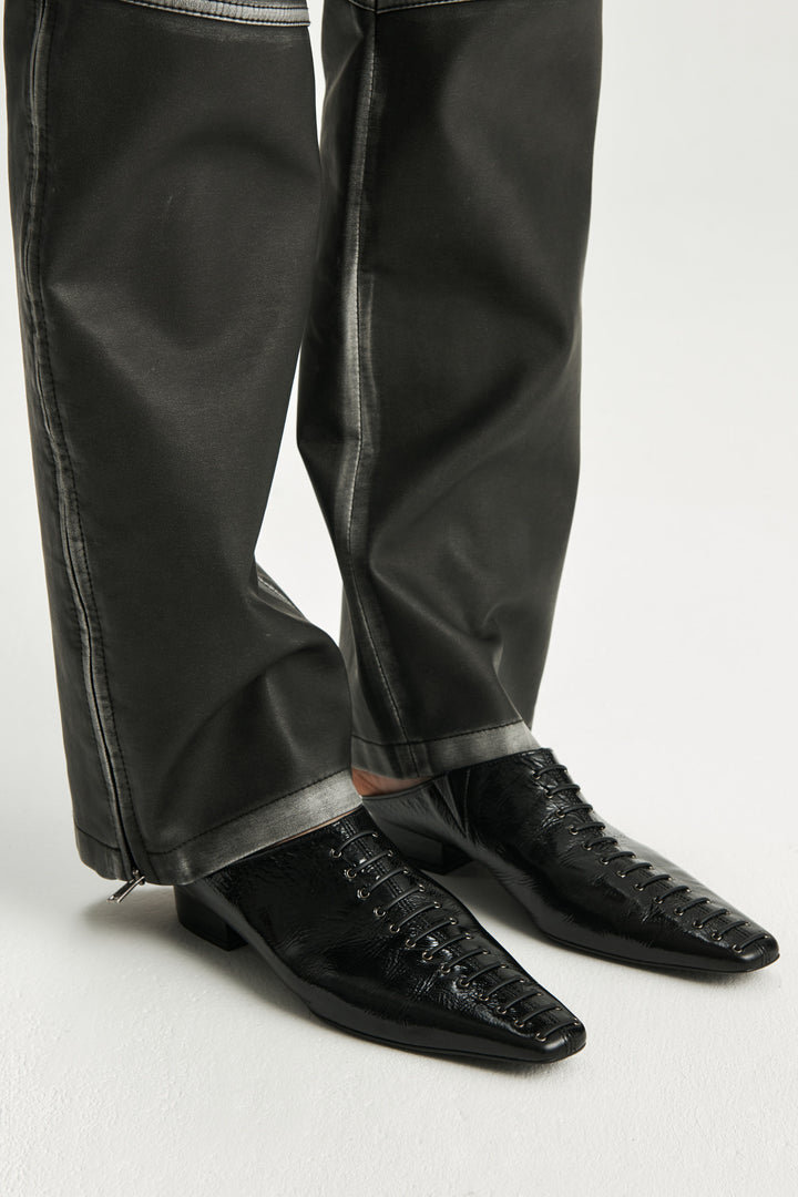 KIMMATIN Lace-Up Mule Loafers — Black