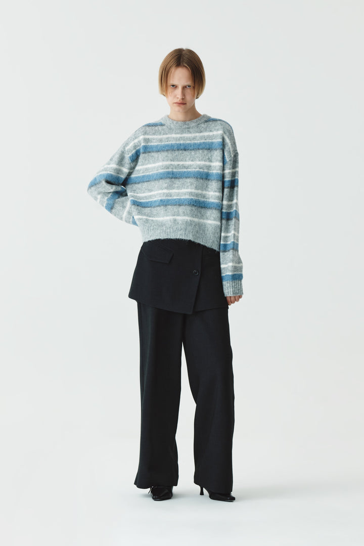 KIMMATIN Multi Stripe Mohair Knit Pullover — Gray