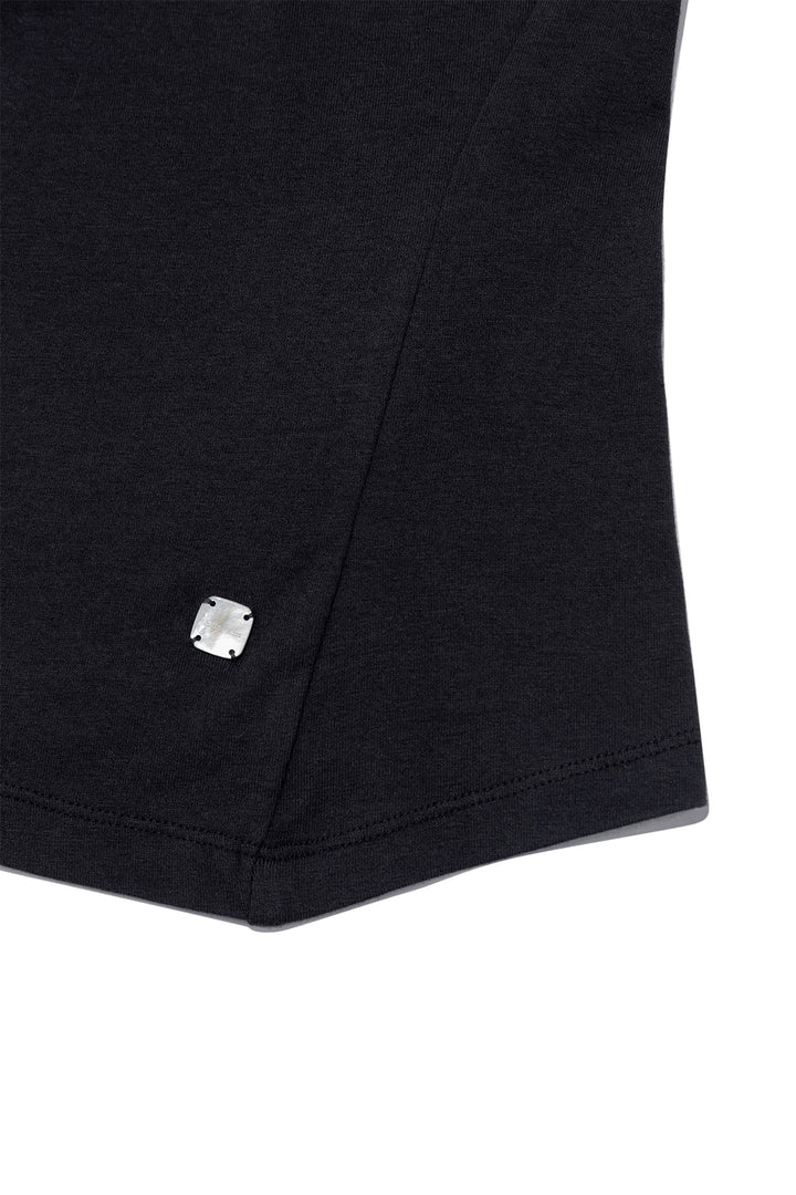 Matin Kim String Off-Shoulder Slim Top — Charcoal