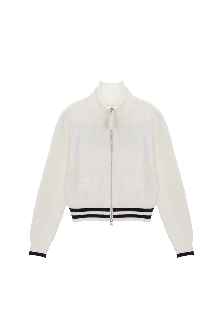 Matin Kim Spell Point Stripe Knit Cardigan — Ivory