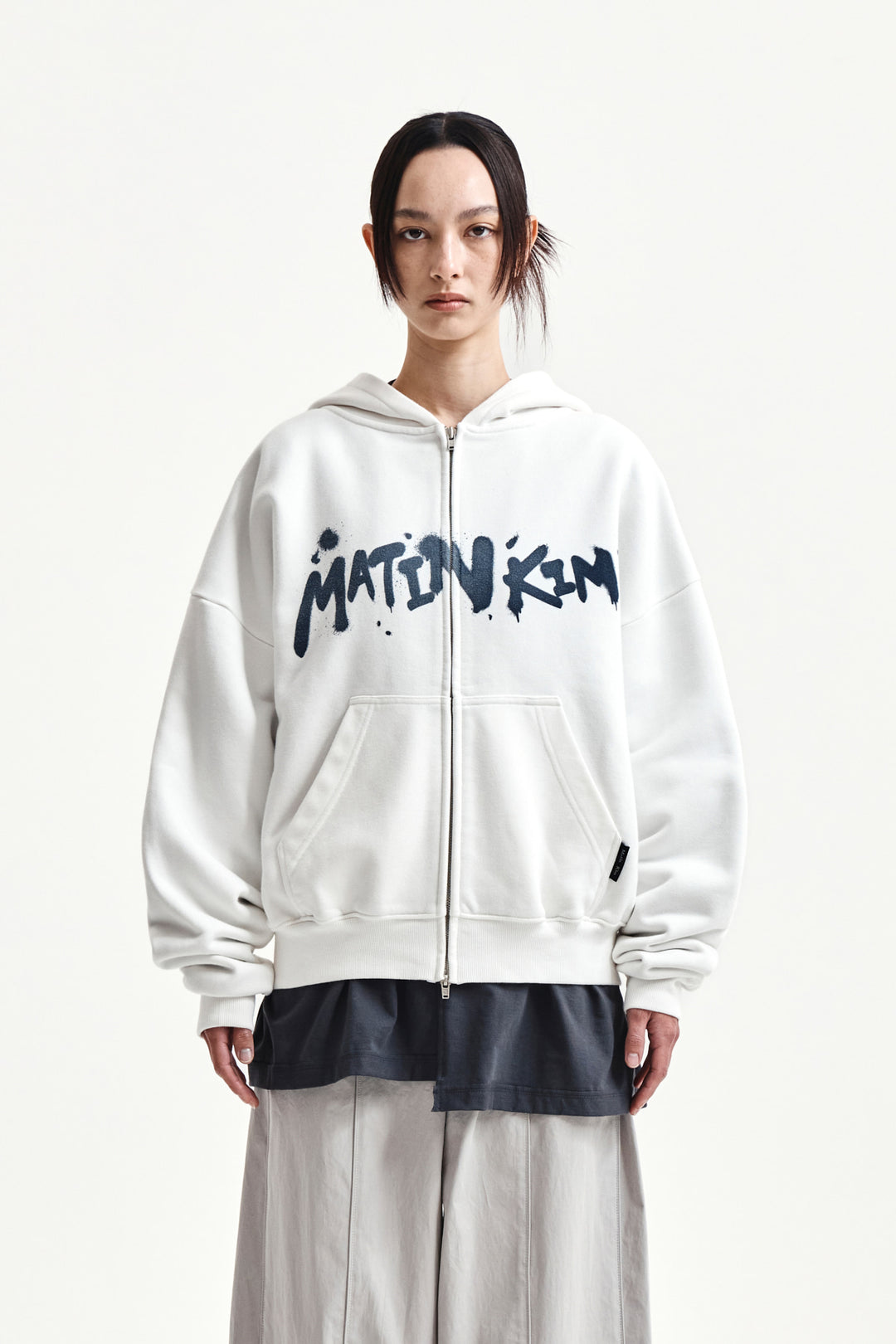 Matin Kim Graffiti Logo Zip Hoodie — White