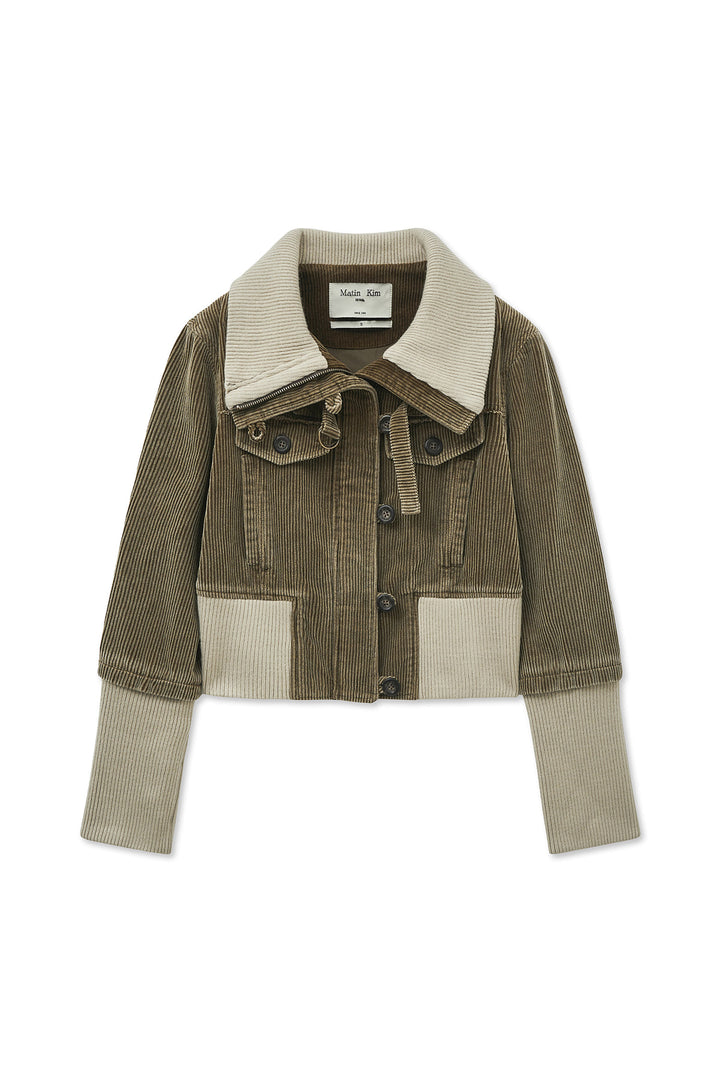 Matin Kim Washed Corduroy Bomber Jumper — Khaki