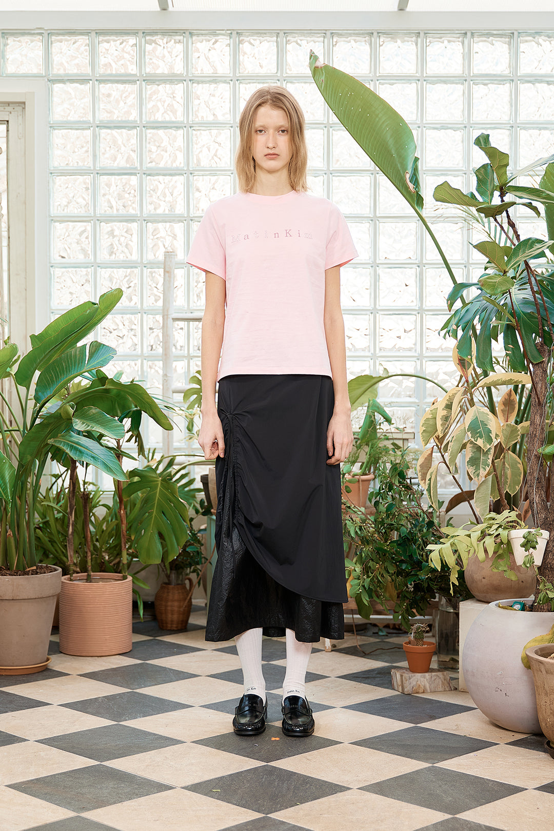 Matin Kim Sticker Graphic Logo Top — Pink