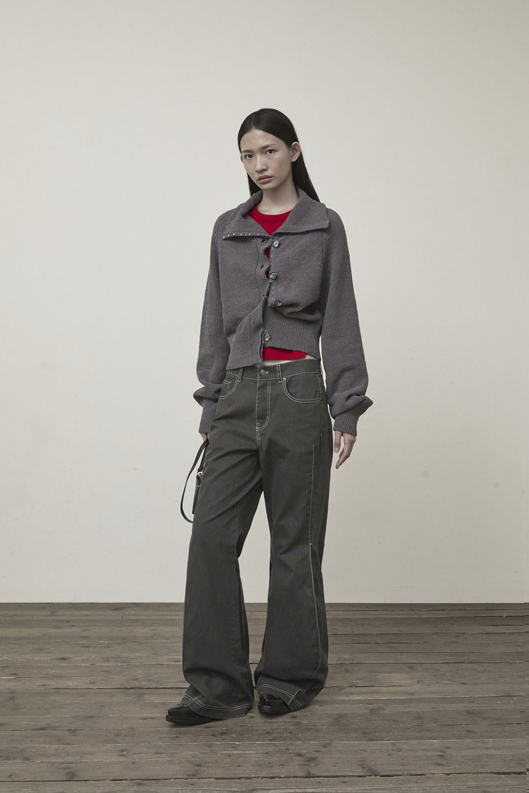 Matin Kim Hook Point Two Way Cross Cardigan — Gray