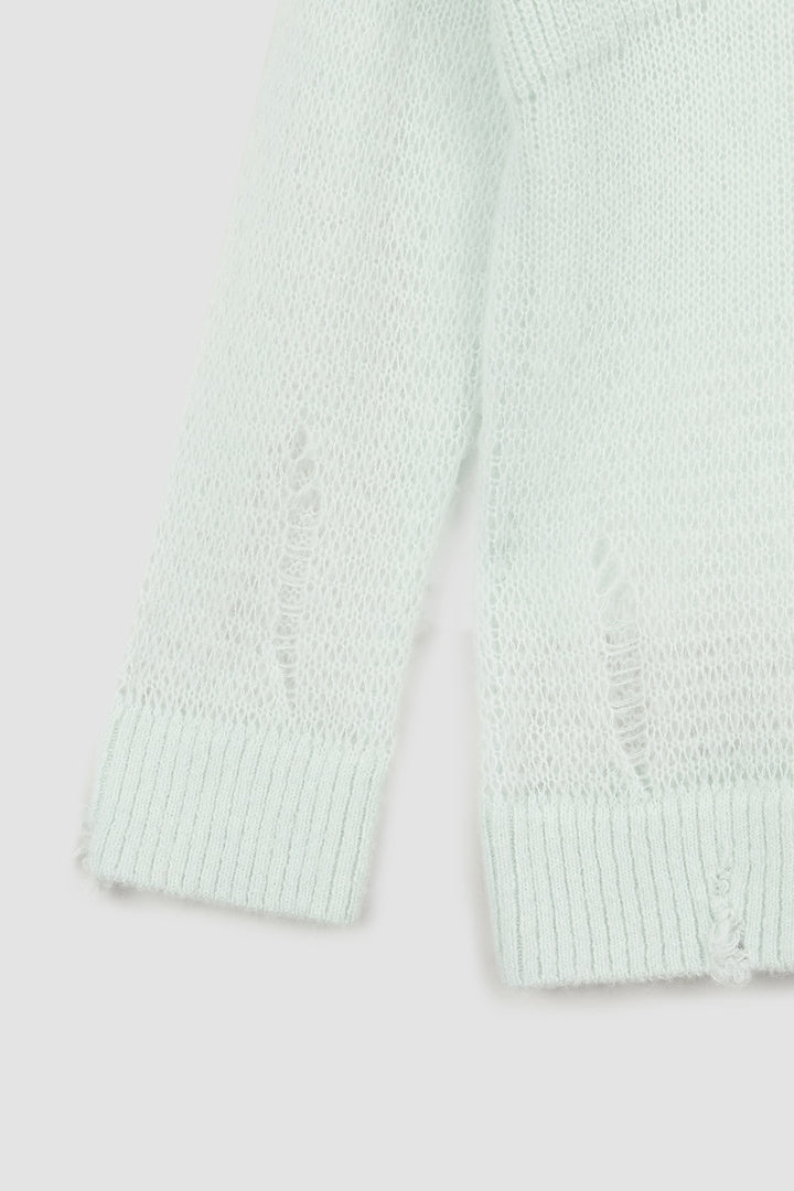 KIMMATIN Damage Detail Logo Pullover — Mint
