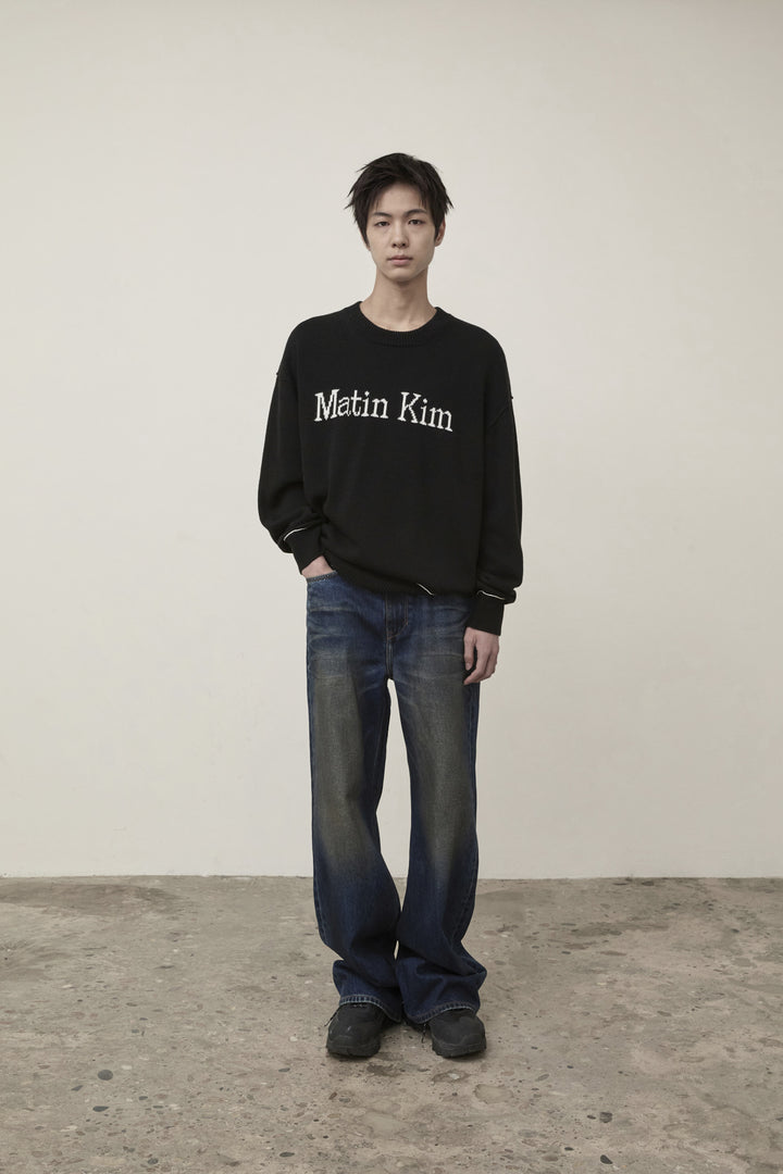 Matin Kim Color Trim Line Logo Pullover — Black