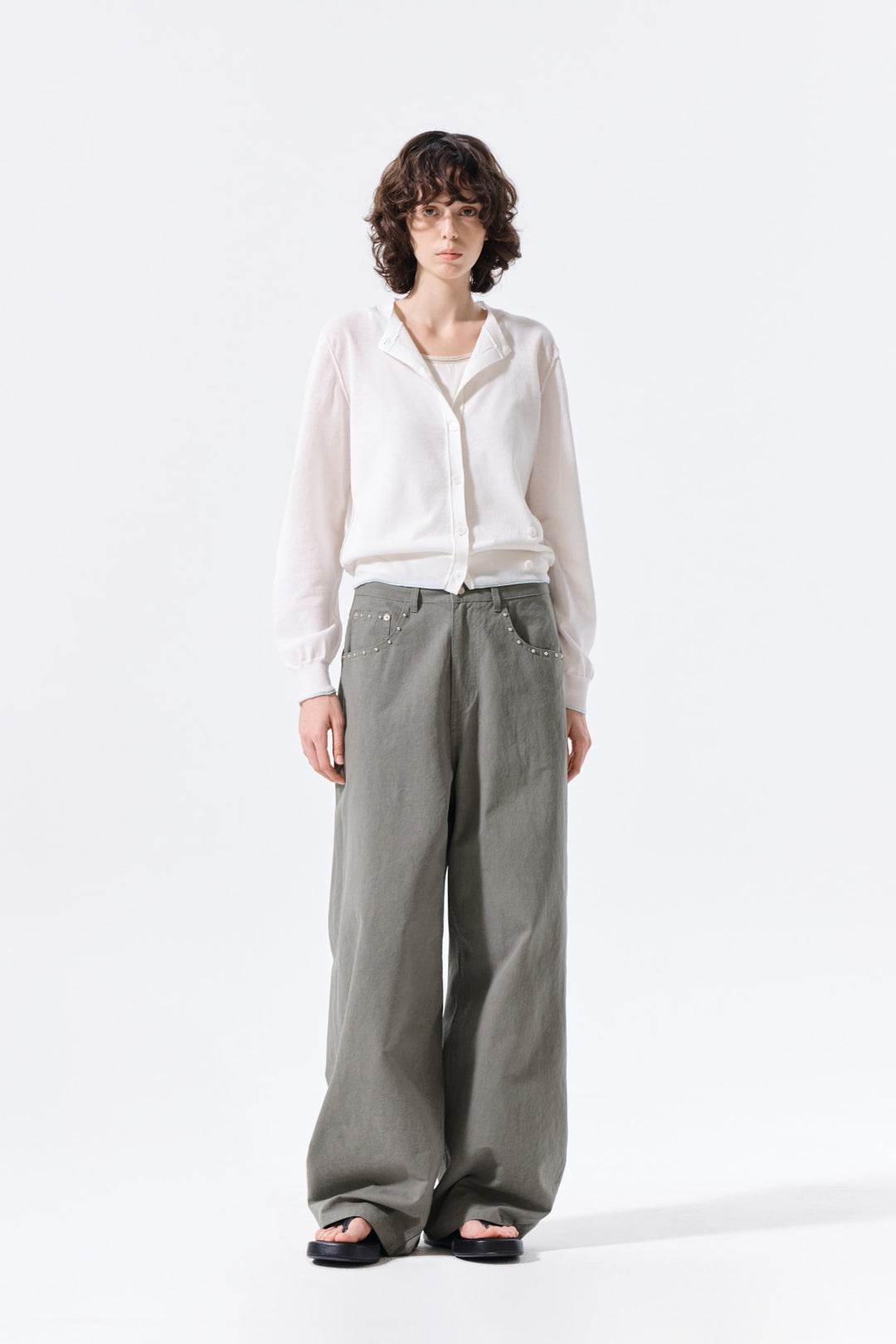 Matin Kim Back Logo Sheer Cardigan — White