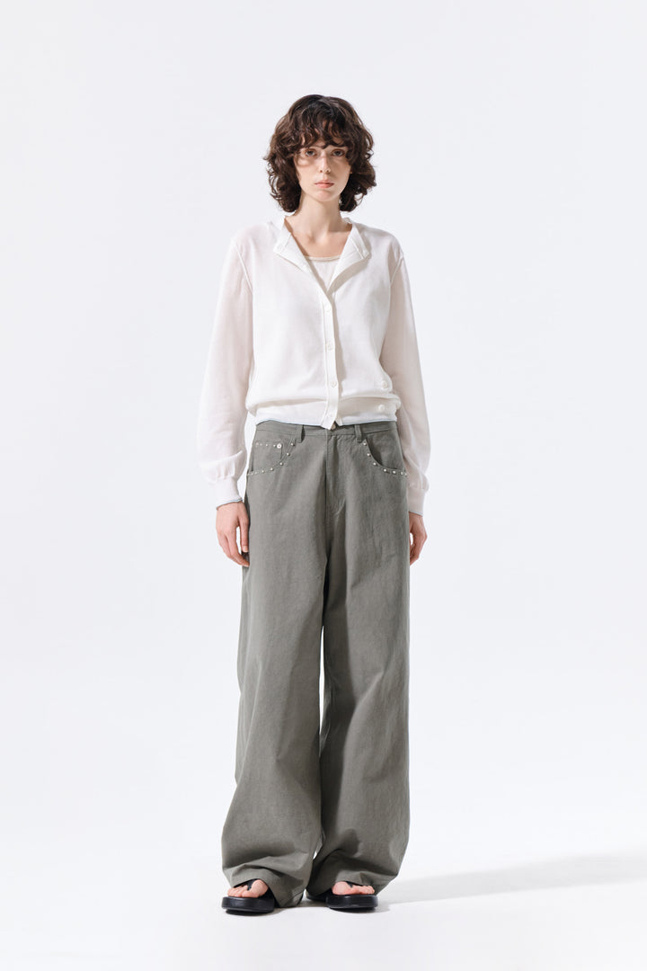Matin Kim Back Logo Sheer Cardigan — White