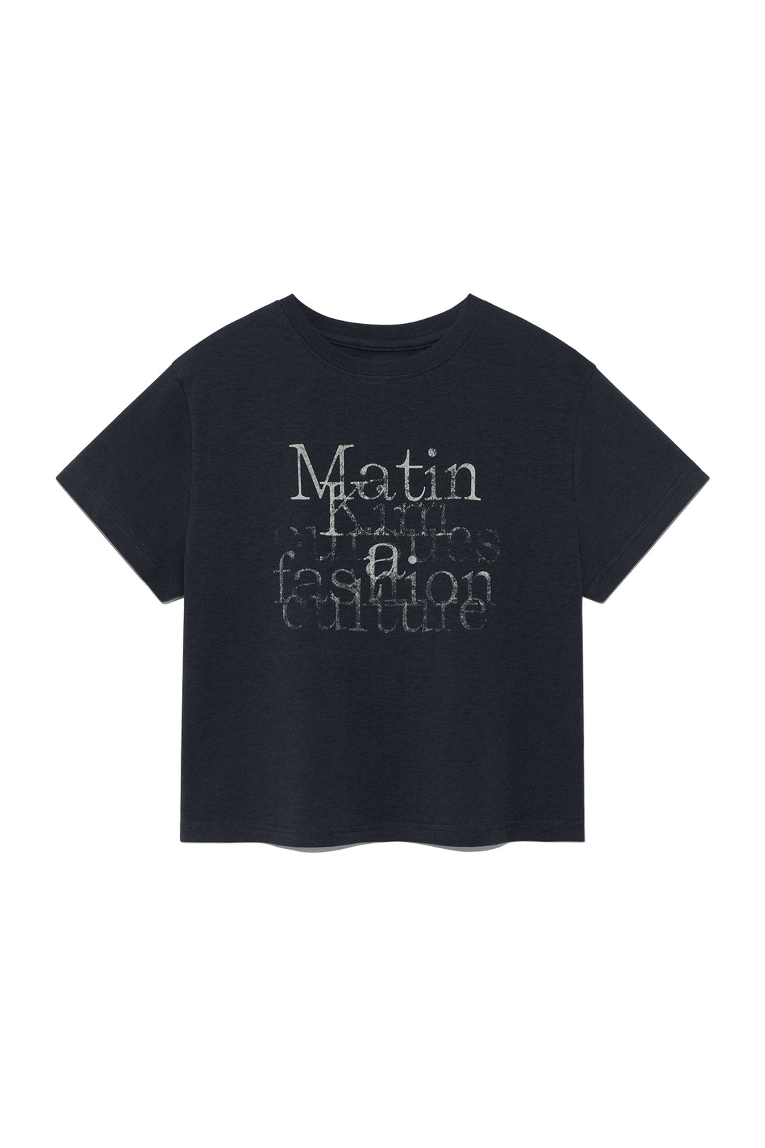 Matin Kim Dusty Typo Graphic Crop Top — Charcoal