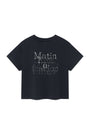 Matin Kim Dusty Typo Graphic Crop Top — Charcoal