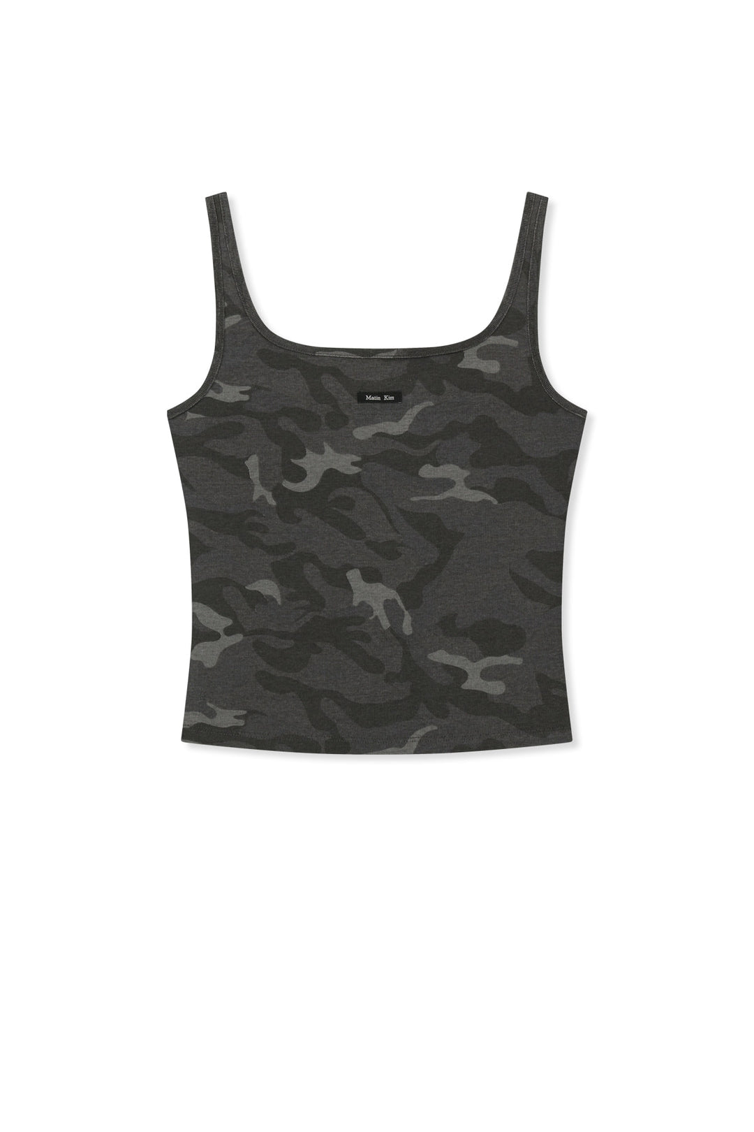 Matin Kim Square Neck Cropped Tank — Charcoal
