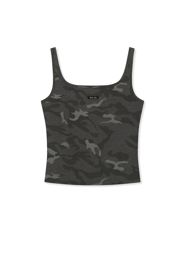 Matin Kim Square Neck Cropped Tank — Charcoal
