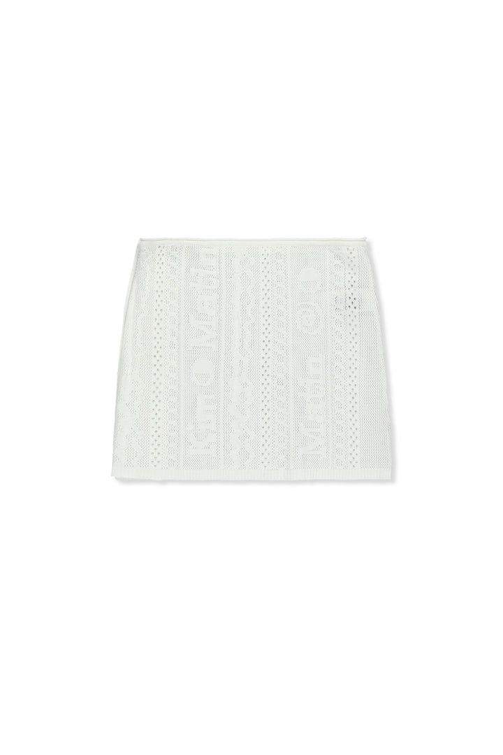 Matin Kim Mesh Logo Wrap Mini Skirt — White