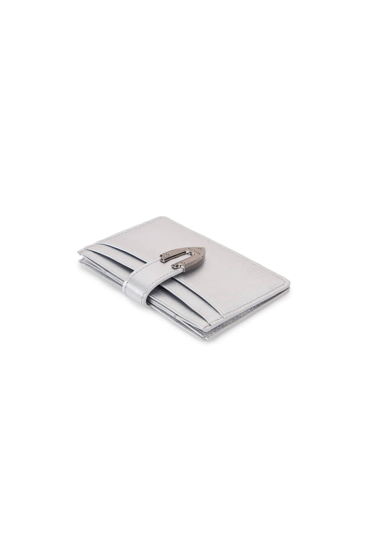 Matin Kim Western Buckle Card Wallet — Silver