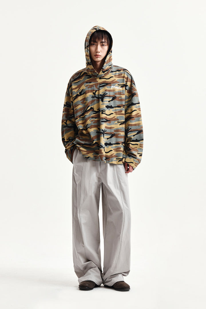Matin Kim Typo Artwork Camouflage Hoody — Camel