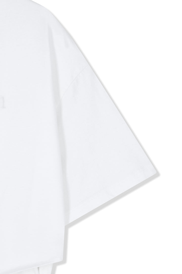 Matin Kim Tie Detail Draped Logo Top — White
