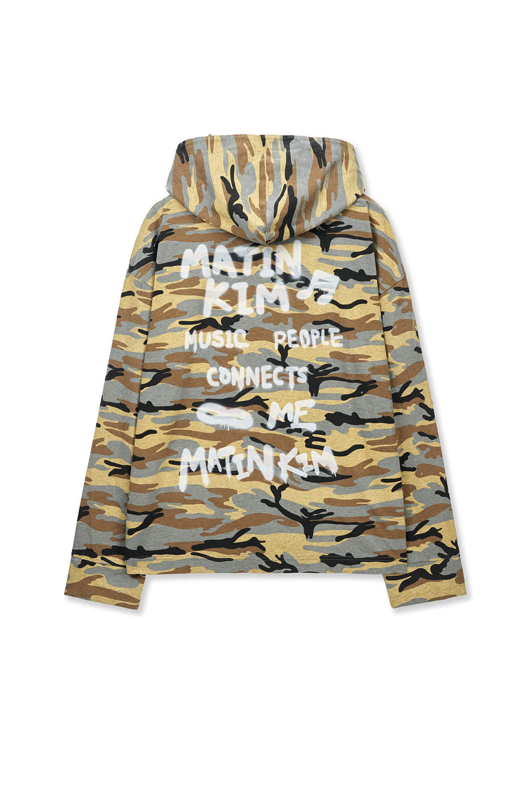 Matin Kim Typo Artwork Camouflage Hoody — Camel