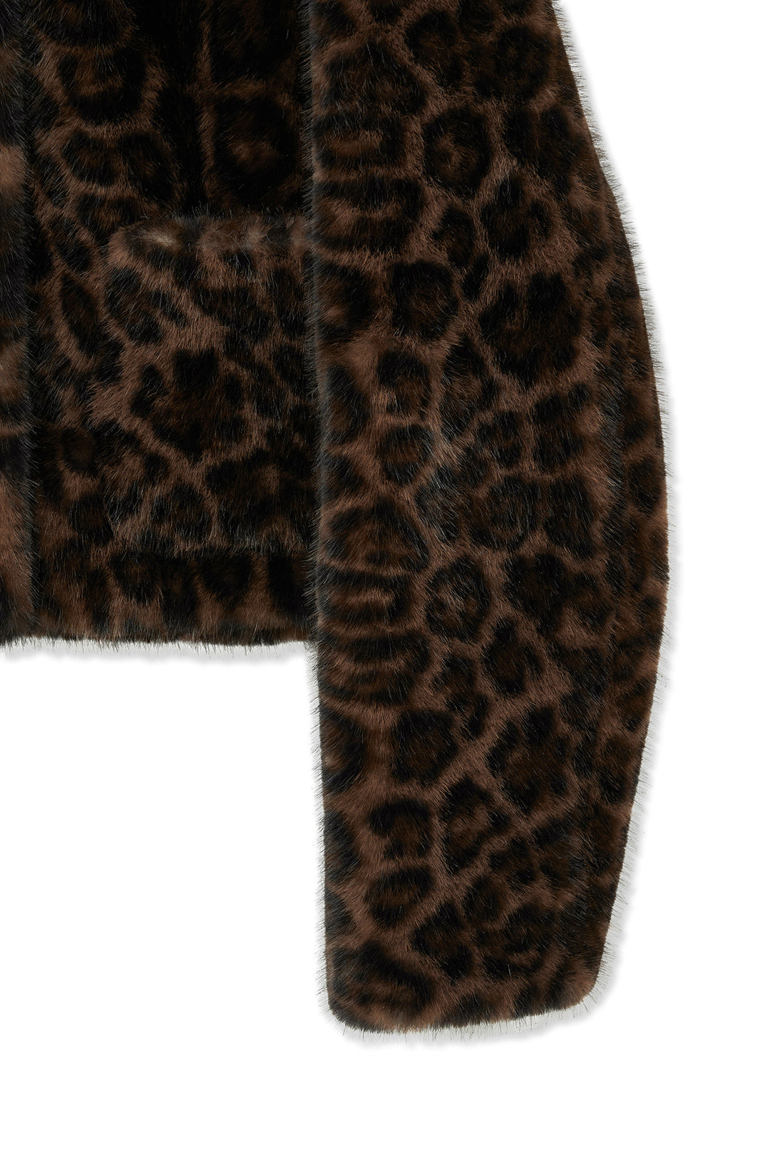 Matin Kim Leopard Fur Crop Jacket — Brown