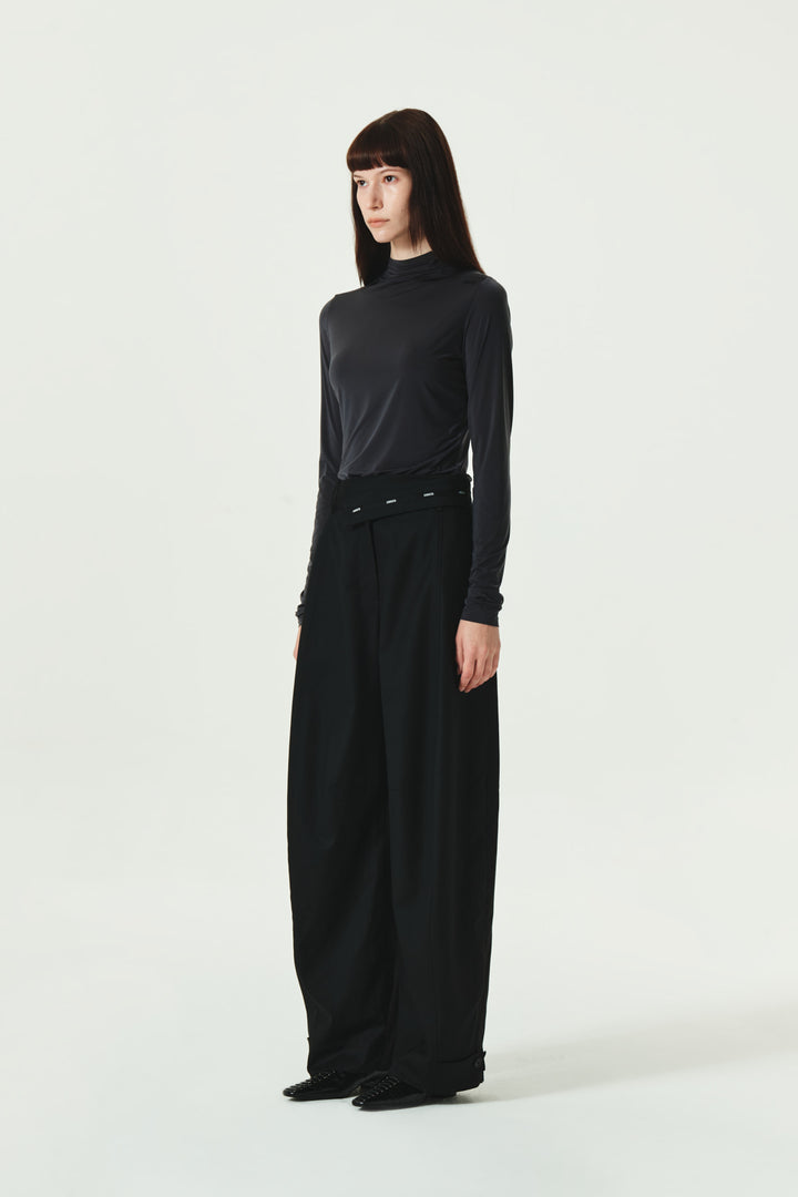 KIMMATIN Foldover Back Pocket Trouser — Black