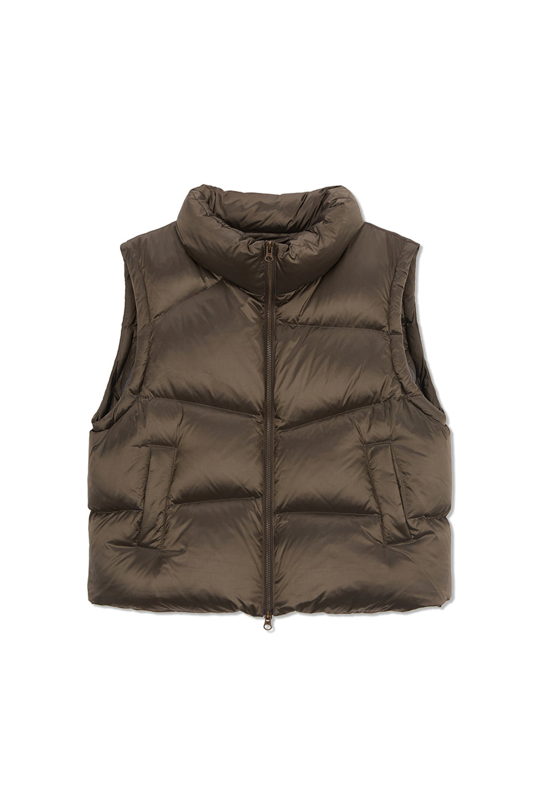 Matin Kim Unbalance Quilted Down Vest — Brown