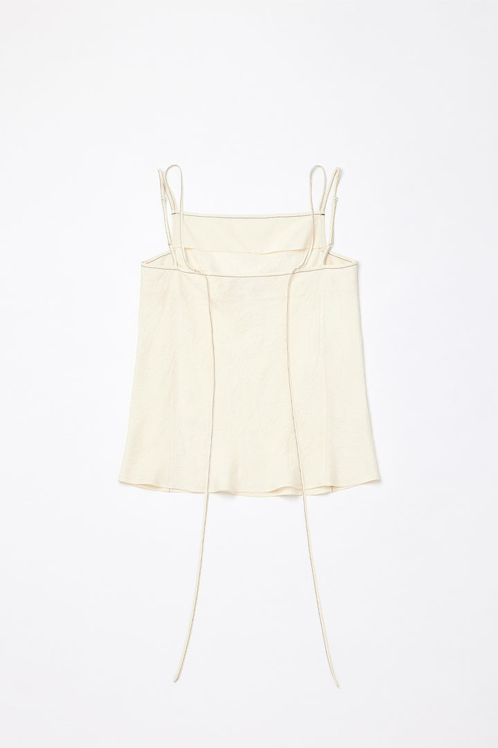 KIMMATIN Square Neck Crinkle Sleeveless — Ivory