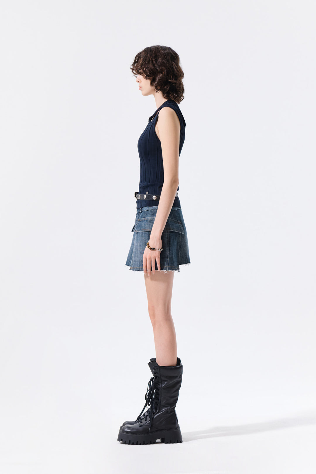Matin Kim Cargo Mini Denim Skort — Blue