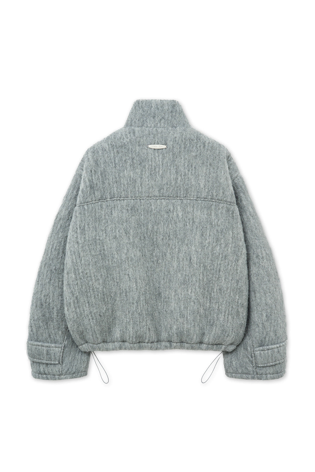Matin Kim Hairy High Neck Zip Up Jumper — Light Grey