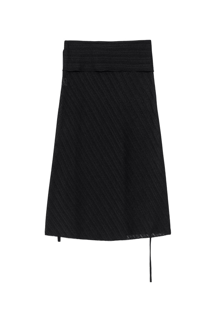 Matin Kim Foldover Layered Maxi Wrap Skirt — Black