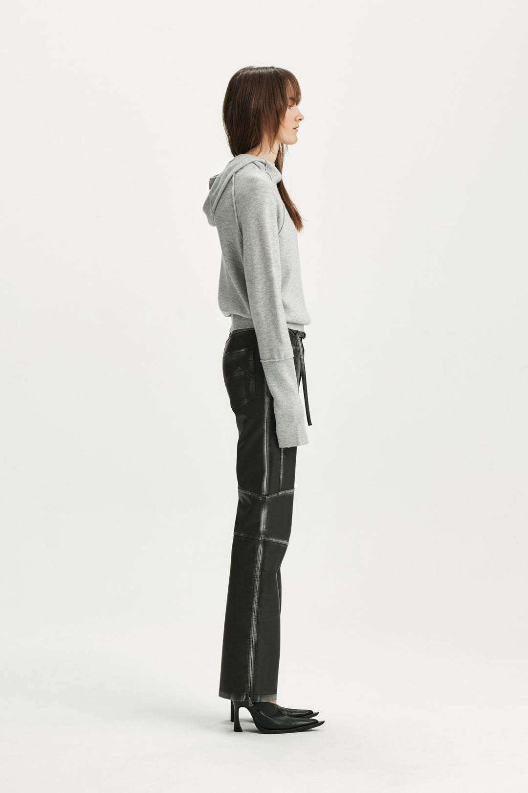 KIMMATIN Belted Vintage Faux Leather Pants — Black