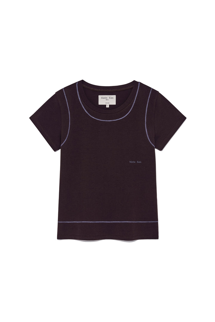 Matin Kim Stitch Point Small Logo Top — Brown
