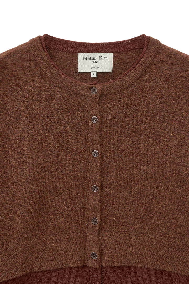 Matin Kim Layered Texture Knit Cardigan — Brown